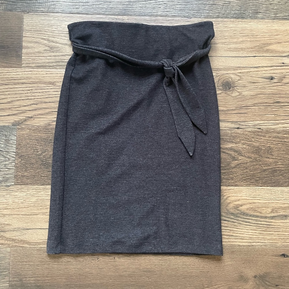 LOFT Dark Gray Skirt with Tie Waist